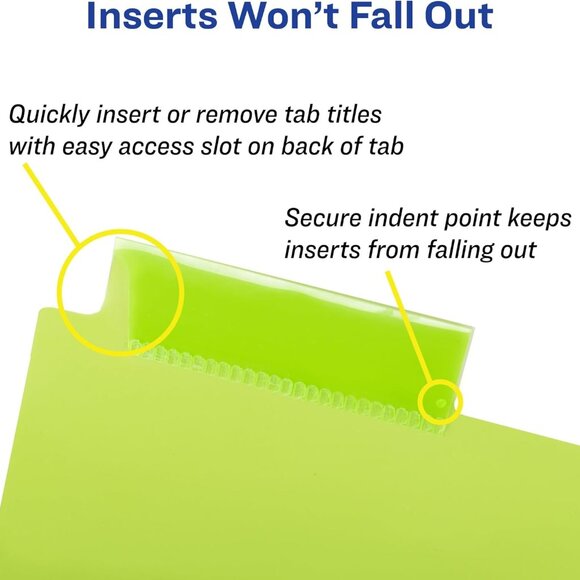 NEW Avery Dividers for 3 Ring Binders 8-Tab Sets Two-Pocket Plastic Binder 11907 - Picture 2 of 11